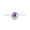 Surgical Steel Threaded Jewelled Ball - Purple